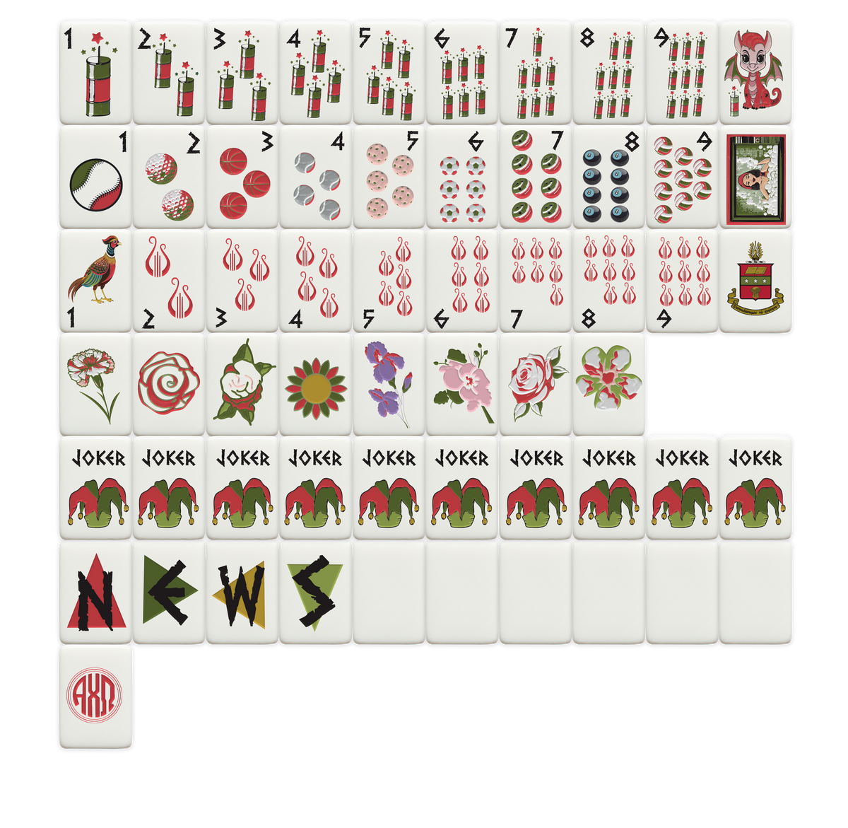 Alpha Chi Omega Mahjong Tiles