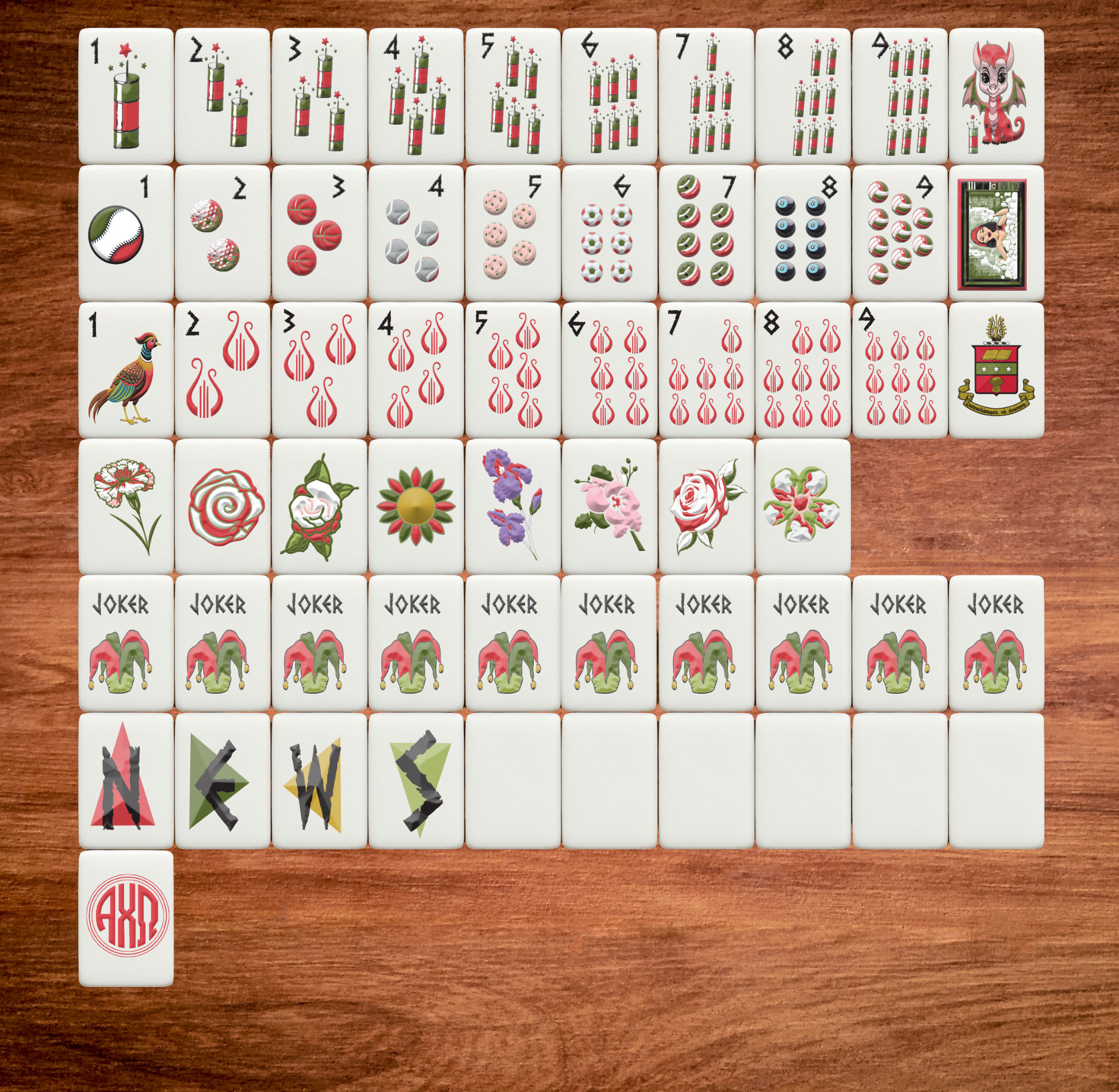Alpha Chi Omega Bespoke Mahjong Tiles