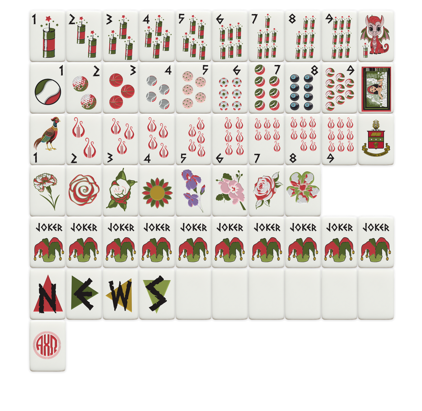 Alpha Chi Omega Mahjong Tiles
