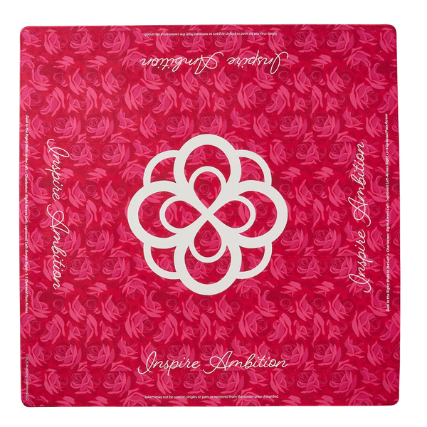 Alpha Omega Pi mahjong mat with floral design and 'Inspire Ambition' text