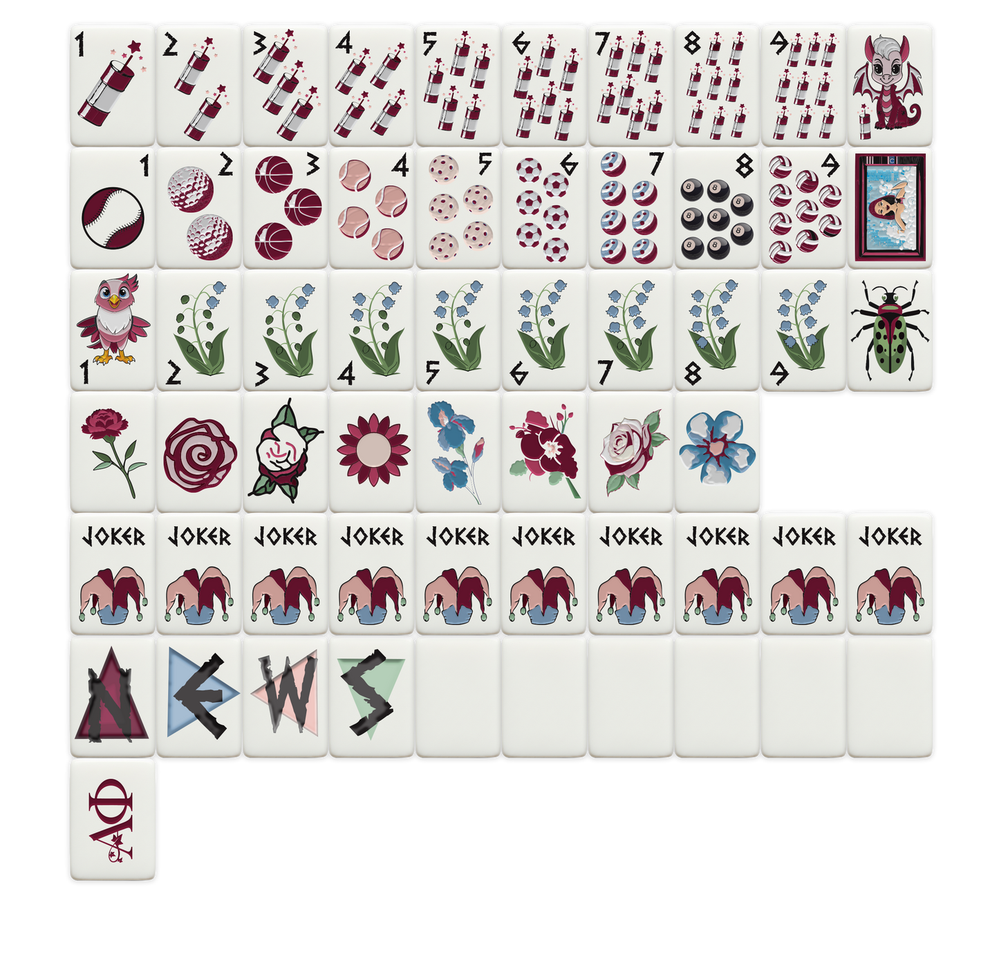 Alpha Phi Mahjong Tiles