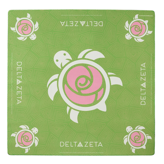 Delta Zeta mahjong mat with turtle and rose design