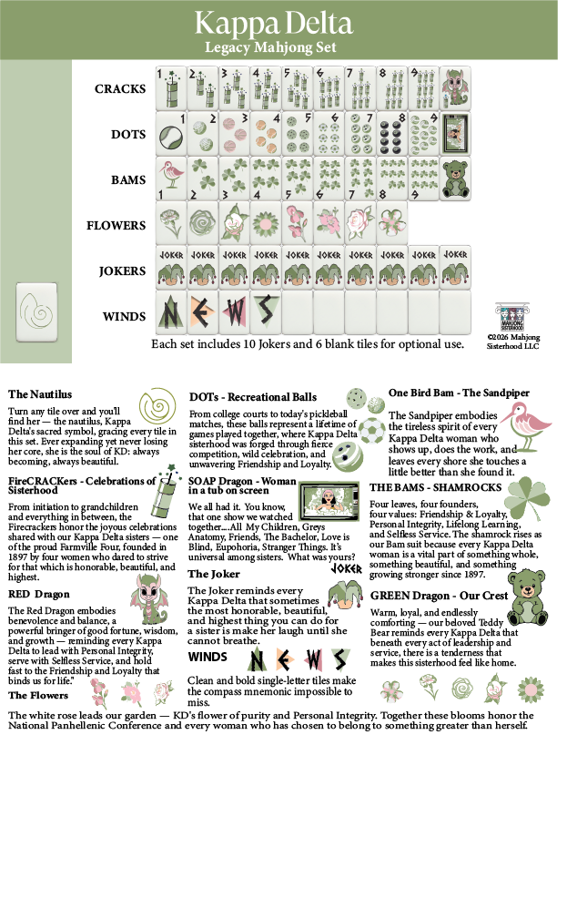 Kappa Delta Mahjong Tiles